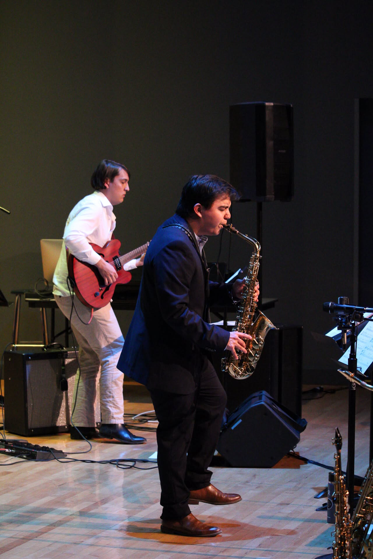 Saxophone and guitar duo performing